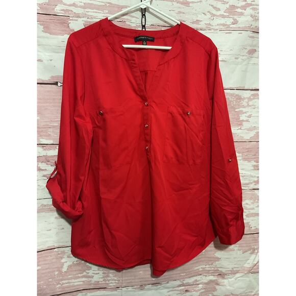 NEW Adrienne Vittadini XL Red Blouse - Picture 6 of 10